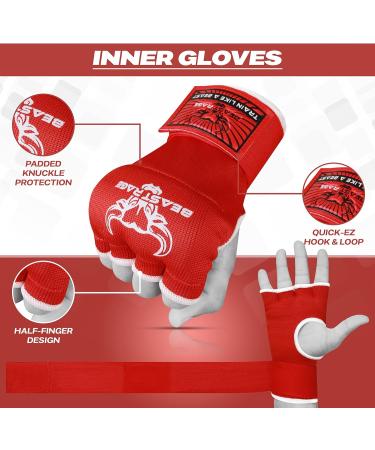 Buy Beast Rage Boxing Bandages - 75cm Padded Elastic MMA Wraps for Fast Boxing Training Muay Thai & UFC - Red | Men's Women's & Children's Sizes - Buy Online on GoSupps.com