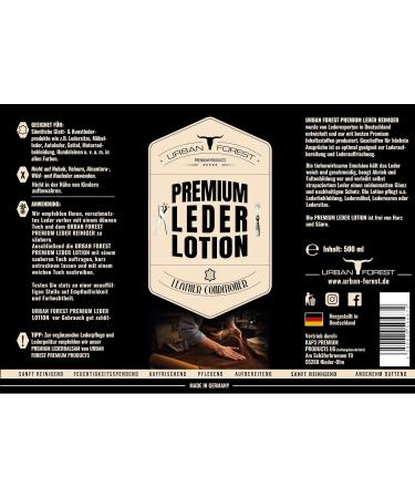 Urban Forest Leather Lotion 500ml - Premium Cleaner & Care for Leather Upholstery Sofa & Car Seats - Special Impregnation Formula - Buy Online on GoSupps.com