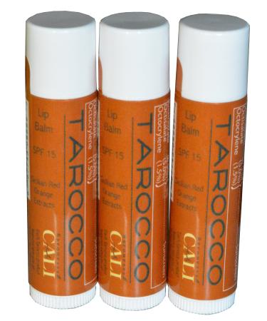 Cali Baronessa Tarocco Sicilian Red Orange Nourishing Lip Balm - Repairs and Nourishes Lips - 0.15 Ounce Each Pack of 3