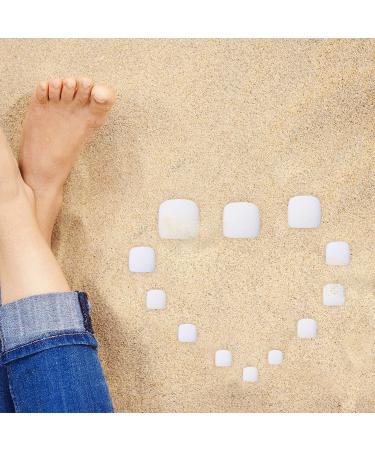 72 Pieces Matte Short Square Press On Fake Toe Nails for Women - White - Buy Online on GoSupps.com