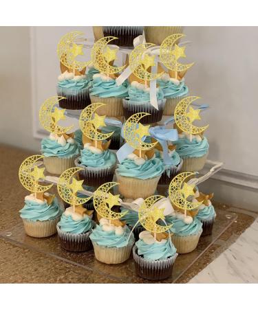 Rsstarxi 24 Pack Gold Glitter Moon and Star Cupcake Toppers Eid Mubarak Cupcake Toppers Ramadan Kareem Party Cupcake Picks for Eid Islamic Muslim Party Cake Decorations Design 5 - Buy Online on GoSupps.com