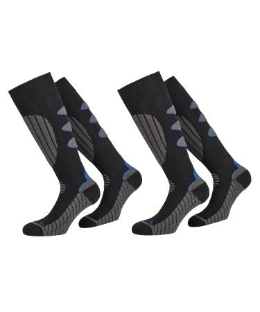 Pistos outer 2 pairs of warm ski socks ski knee stockings for the of a couple with an additional guarantee women men children 39-42 Coolmax/Blue/Black