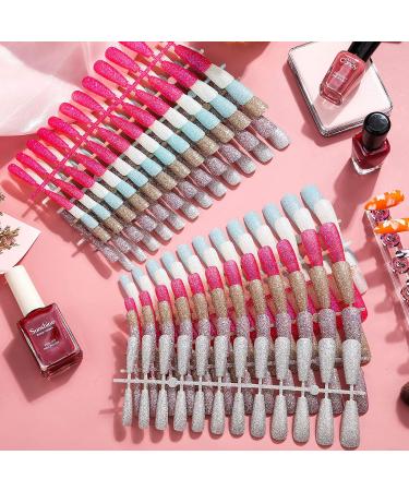 288 Extra Long Ballerina Press On Nails - 12 Sets Gradient Glitter Coffin False Nails for DIY Nail Salon - Buy Online on GoSupps.com
