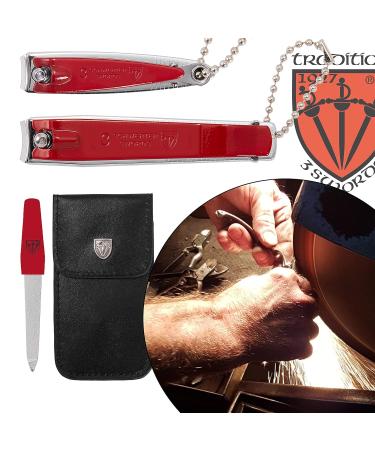 Three Swords Nail Clippers Set - 'CLIP' Fingernail & Toenail Clippers in Faux Leather Case (Red) | Buy Internationally - Buy Online on GoSupps.com