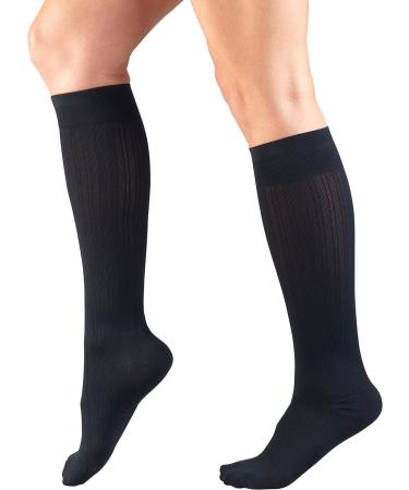 Truform Compression Socks 15-20 mmHg Women's Dress Knee High Socks - Navy Rib Knit Medium (Pack of 2) - Buy Online on GoSupps.com