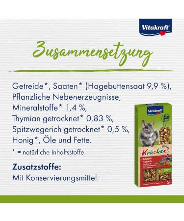 Vitastranger Kr cker - Nibble Bars for Chinchillas | Dental Care Treats with Herbs & Rosehip | Sugar & Grain Free (112g 2 Pieces) - Buy Online on GoSupps.com