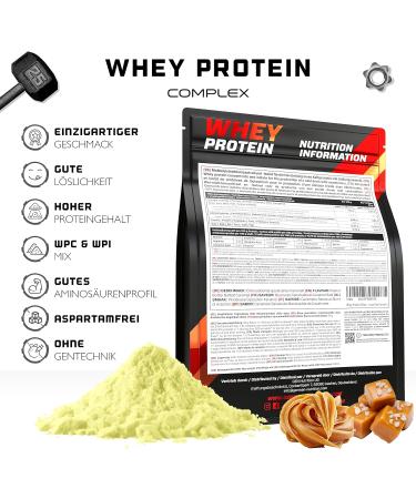 2 kg Whey Protein Complex & Premium Shaker - Instant Soluble Protein with BCAA & EAA - Peanut Butter Salted Caramel - German Elite Nutrition - Buy Online on GoSupps.com