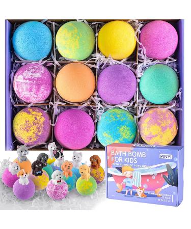 Bath Bombs for Kids with Toys Inside for Girls Boys, 12 Pack Organic Bath Bombs Gift Set with Surprise Puppy Inside, Kids Safe Handmade Fizzy Balls, Easter Eggs Birthday Christmas Gift Dog Lovers Normal size puppies