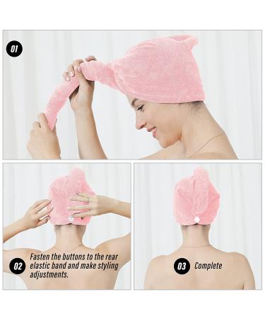 MOONQUEEN Coral Velvet Hair Towel Wrap for Women - Super Absorbent 380GSM Turban for Drying Curly Long Thick Hair - 3 Pack (Pink, 10x26 Inch) - Buy Online on GoSupps.com
