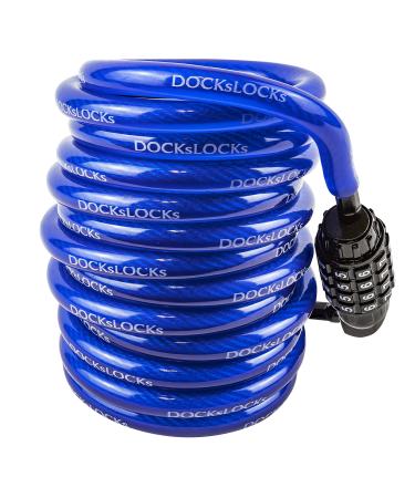 DocksLocks Anti-Theft Weatherproof Coiled Security Cable with Resettable Combination Lock for Kayaks, Bicycles, Paddleboards and More (5', 10', 15', 20' or 25') 10ft