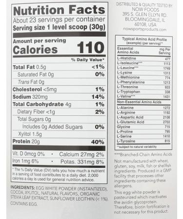 NOW Foods Egg White Protein Chocolate 24 Ounce - Buy Online on GoSupps.com
