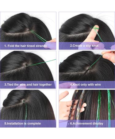 FEBSNOW 47 Tinsel Hair Extension Kit - 2400 Strands, 12 Mixed Colors - Glitter Hair Accessories for Women, Girls - Perfect for Christmas, New Year, Halloween, Cosplay Parties - Buy Online on GoSupps.com