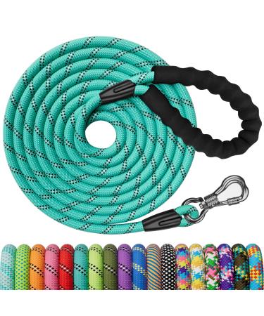X XBen tow lines for dogs 3m 5m 9m 10m 15m 20m 25m 30m strong dog leash with lockable carabine training line running line for small medium -sized dogs comfortable padded handle 10m x10 mm turquoise