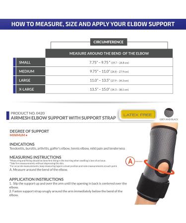 Champion Elbow Brace - Adjustable Compression Support Strap | Airmesh Fabric | Grey X-Large | Best International Shipping - Buy Online on GoSupps.com