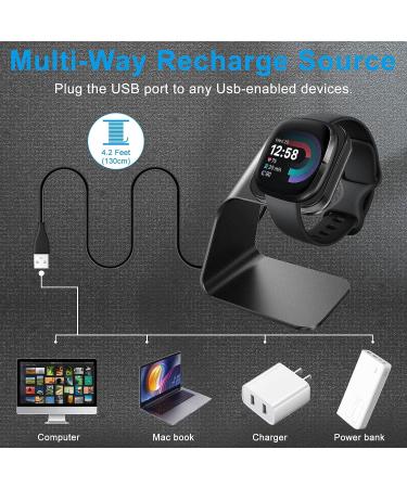 CAVN Charger Dock Compatible with Fitbit Versa 4/Versa 3/Sense 2/Sense  Replacement Charger Stand Charging Cable Station Cradle with 4.2ft USB Cord for Sense 2/Sense/Versa 4/3 Smartwatch (Black) - Buy Online on GoSupps.com