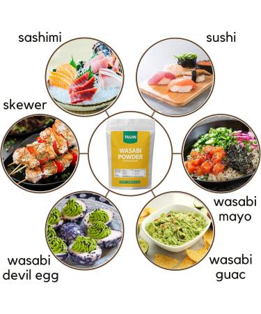Wasabi Powder by Tasjin (1 LB 452 g) Packaged in Canada Gold Grade Spicy Japanese Horseradish Seasoning Vegan Kosher and Keto Friendly Perfect for Sushi Ramen Salmon Sashimi Skewers and More - Buy Online on GoSupps.com