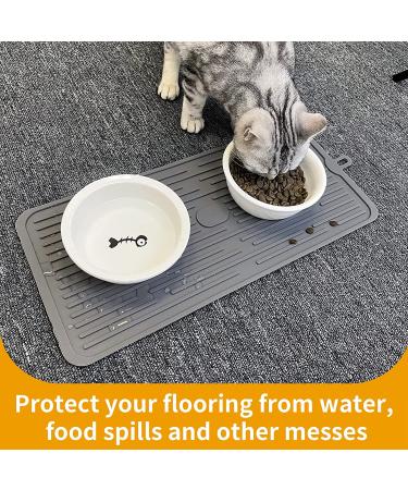 Ptlom Pet Placemat for Dogs and Cats - Prevent Food and Water Overflow - Medium and Small Pet Mat - Small Grey - Buy Online on GoSupps.com