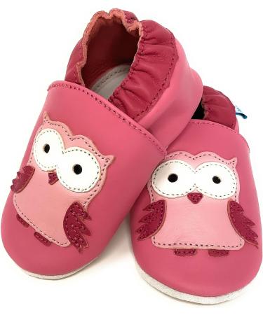 MiniFeet Premium Soft Leather Baby Shoes - Buy 4 Pairs, Get 1 Free! Toddler Shoes 0-6 Months to 4-5 Years - Pink Owl Design - Buy Online on GoSupps.com
