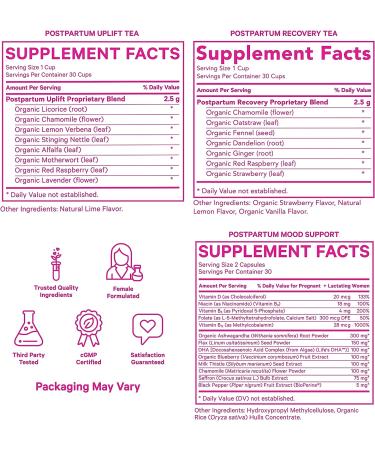 Pink Stork Postpartum Bundle: Postpartum Recovery & Mood Support Postnatal Vitamins for Breastfeeding & Lactation Support Healthy Mood & Hormone Balance for Women with Ashwagandha Women-Owned - Buy Online on GoSupps.com