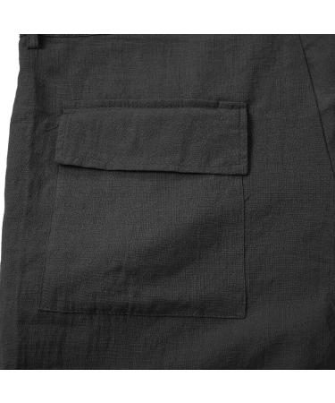 Men's Light Loose 3/4 Denim Shorts - Casual Beach & Yoga Pants | Elastic Waist Wide Leg Cotton - A2 Black - Buy Online on GoSupps.com