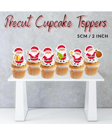 PRECUT Christmas Santa Cupcake Toppers Edible Santa Cake Decorations Christmas Decorations Santa Cake Topper (12) - Buy Online on GoSupps.com