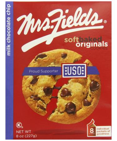 Mrs. Fields Milk Chocolate Chip Cookies, 8 Count (Pack of 2) Chocolate Chip 8 Ounce (Pack of 2)