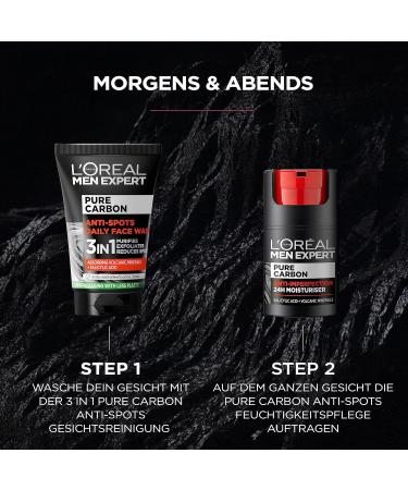 L'Or al Men Expert Anti-Pimperel Facial Care - Moisturizer with Salicylic Acid & Pure Carbon for Acne & Impurities - 50ml Facial Cream for Men - Buy Online on GoSupps.com