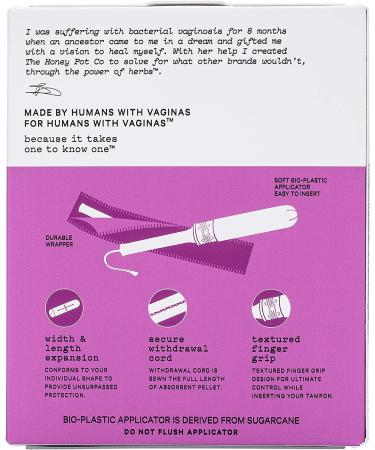 100% Organic Regular Tampons - The Honey Pot Company | 18 Count - Buy Online on GoSupps.com