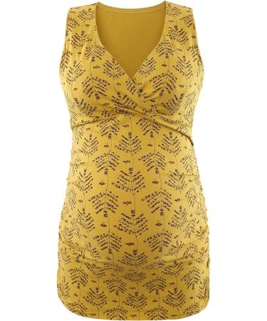 ZUMIY Maternity Nursing Top - Women's Cotton V Neck Double Layered Tank - M Black+Yellow Printing/2-Pk - Buy Online on GoSupps.com