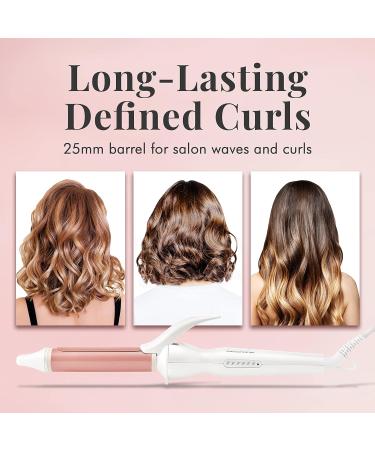 Lily England 25mm Ceramic Hair Curling Wand - Fast Heat-up Hair Tongs with Adjustable Temperature & Auto-Shut Off - Rose Gold Hair Curler - Buy Online on GoSupps.com