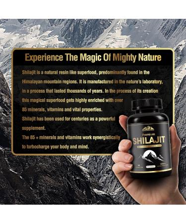 Shilajit Capsules - HIMALAYAN MONK Premium Shilajit 50% Fulvic Acid 90 Capsules 250 mg per Capsule 500 mg per Serving 85+ Trace Minerals Made in Canada 1 - Buy Online on GoSupps.com