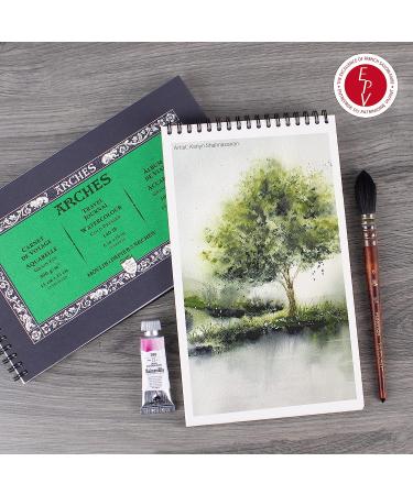 Arches Watercolor Travel Journal 6x10-inch - 15 Sheets, 140 lb Cold Press Cotton Paper - Ideal for Gouache, Ink, Acrylic - Natural White 100% Cotton Paper - Durable Watercolor Journal - Buy Online on GoSupps.com