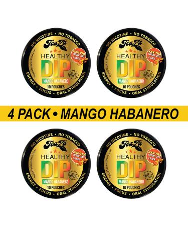 Teaza Energy Pouches Tobacco Alternative Nicotine Free Dip, Smokeless Alternative Snuff Healthy Dip Pouches Tobacco Free Chew, Mango Habanero (4 Pack) Tropical Fruity Sweetness of Mangoes and Voil