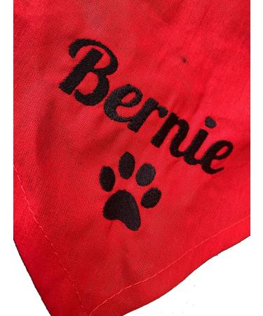 Personalized Red Dog Bandana | Adjustable Cotton Triangle Neckerchief with Embroidered Name | Custom Dog Scarf (Small) - Buy Online on GoSupps.com