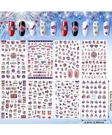 4th of July Nail Stickers - Patriotic American Flag Design - Set of 16 Self-Adhesive Decals for Independence Day Manicure - Buy Online on GoSupps.com