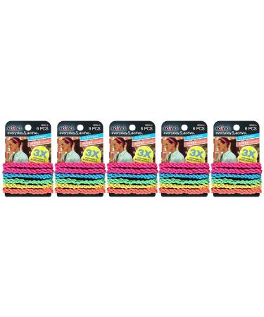 Scunci Everyday and Active Strand Elastics - 6 Assorted Colors, 30-Pcs Total - Buy Online on GoSupps.com