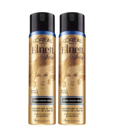 L'Oreal Paris Hair Care Elnett Extra Strong Hold Travel Size Hairspray Long Lasting Plus Humidity Resistant Hair Spray 2.2 Ounce (2 Count) Unscented 2.2 Ounce (Pack of 2)