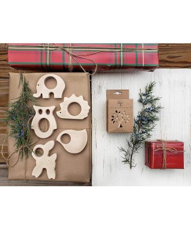 Handmade Wooden Baby Teether Toys & Rattles 4pk - Forest Animals Set | Fine Motor & Sensory Development Toy | Gender Neutral - Buy Online on GoSupps.com