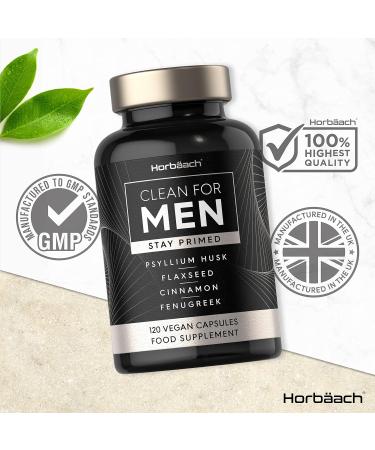 Psyllium Husk Capsules | 120 Count | Cleanliness Vegan Fibre Supplement for Men | Complex with Cinnamon Flaxseed and Fenugreek Seed | by Horbaach - Buy Online on GoSupps.com