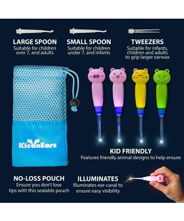 KleanEars Kids Earwax Remover Tool - Baby Safe 4 Pcs with LED Lighting for Gentle Ear Cleaning - Buy Online on GoSupps.com