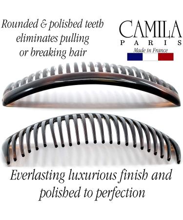 Camila Paris AD66/2 Large Curved Tortoise Shell French Side Combs - Strong Hold Hair Clips for Women - Made in France - Buy Online on GoSupps.com