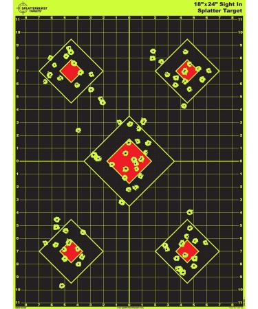 Splatterburst Targets - 18 x 24 inch - Sight in Splatter Target - Easily See Your Shots Burst Bright Fluorescent Yellow Upon Impact - Made in USA 25 Pack