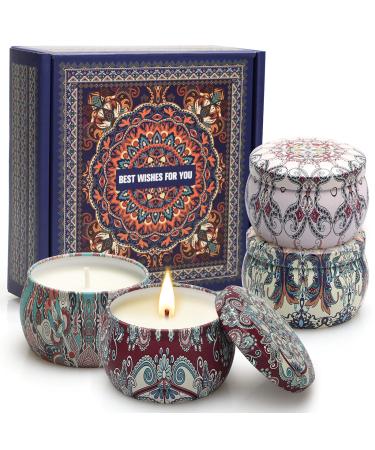 Fragrance candles gifts for women gift for Valentine's Day 4 packs fragrance candles gift set 508g natural soy wax aromatherapy candles for stress relief and relaxation of the body for women No.2