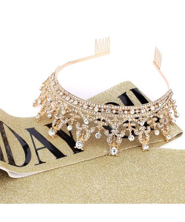 COCIDE Gold Birthday Tiara and Crown Set with Sash - Rhinestone Headband and Crystal Hair Accessories for Women and Girls - Perfect Birthday Decorations and Cake Toppers for Party - Birthday Queen Theme - Buy Online on GoSupps.com