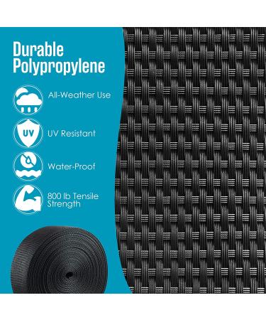 Houseables Polypropylene Webbing  2 Inch Strapping  Polypro Strap  2" W x 25 Yards (Two 12.5 Yard Rolls)  Black  for Furniture  Upholstery  Seatbelt Material  Bags  Canoe Seat  UV Resistant Fabric - Buy Online on GoSupps.com