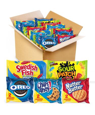 OREO, CHIPS AHOY!, Nutter Butter, SOUR PATCH KIDS & SWEDISH FISH Cookies & Candy Variety Pack, 40 Snack Packs 40 Piece Set
