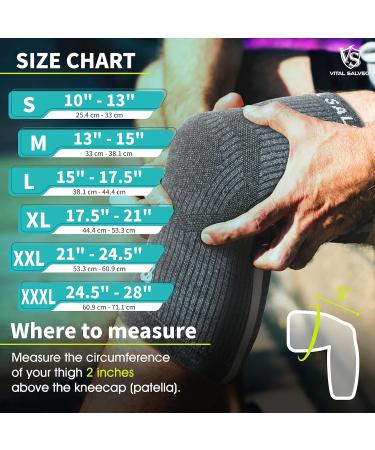 Vital Salveo Knee Compression Sleeve - Unisex Pain Relief Brace for Swelling & Recovery | Ideal for Running Basketball & Gym Workout (Dark Grey XXXL - Buy Online on GoSupps.com