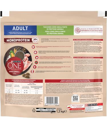 Purina One Mini Monoprotein Turkey Dog Food 6 Packs of 1.2 kg - Buy Online on GoSupps.com