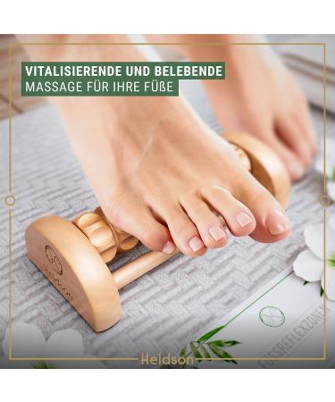 Heldson Foot Massage Roller - FSC 100% Wood with Reflex Zone Guide | Best Foot Roller for Relaxation & Relief - Buy Online on GoSupps.com