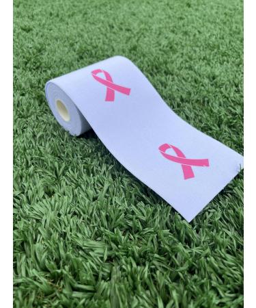 Buy Football Turf Tape - Pink Breast Cancer Awareness 4" x 16ft - White Tape with Pink Ribbon for Sports & Fundraising - Buy Online on GoSupps.com